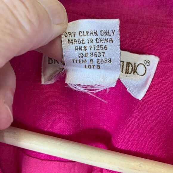 Vintage Brownstone Studio Pink Linen Blend Double-Breasted Women's Blazer Sz 12 - Picture 5 of 13
